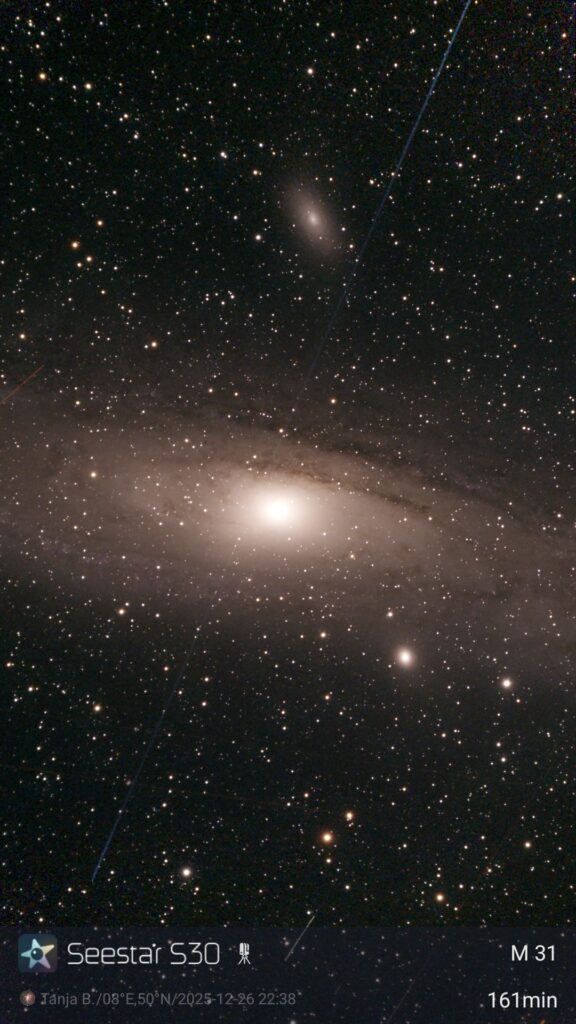 Die Andromeda-Galaxie M31, 161 Minuten belichtet mit dem Seestar S30. (c) Tanja Banner